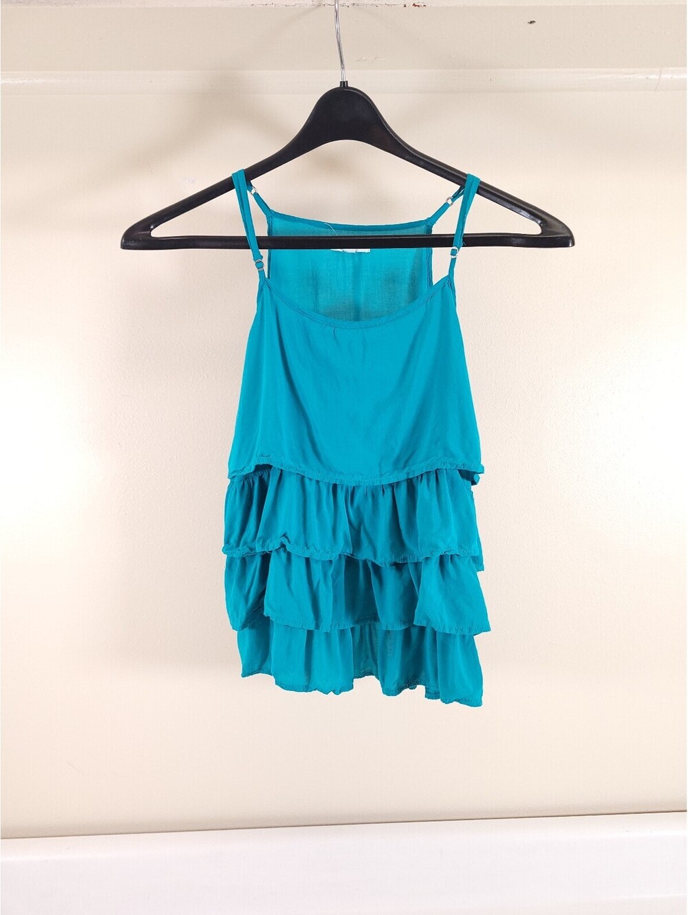 Aeropostale ruffle blouse womens small petite teal tank top